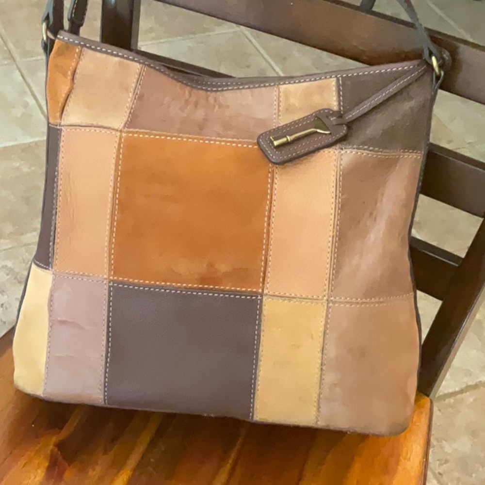 Awesome fossil tote style suede leather shoulder bag